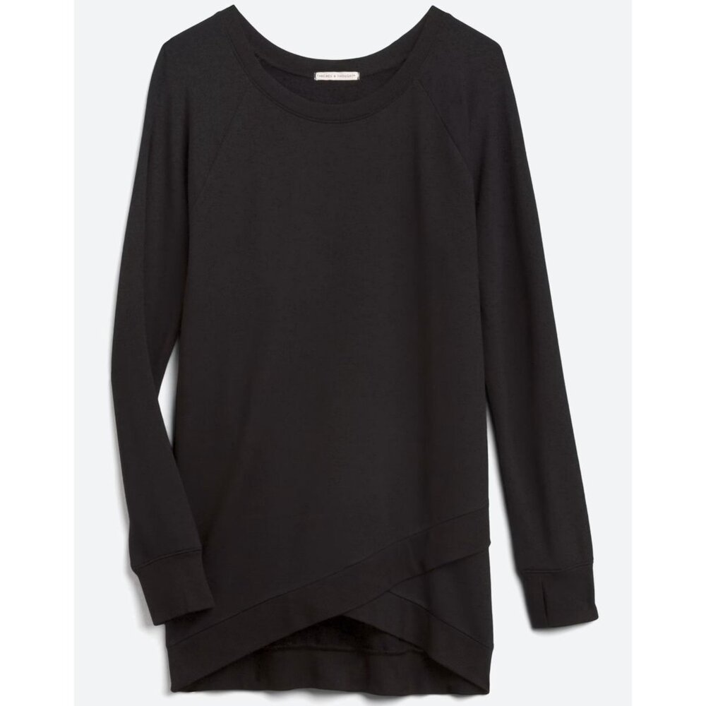 Threads 4 Thought XXL Black Modal Blend Asymmetrical Hem Sweatshirt Thumbholes